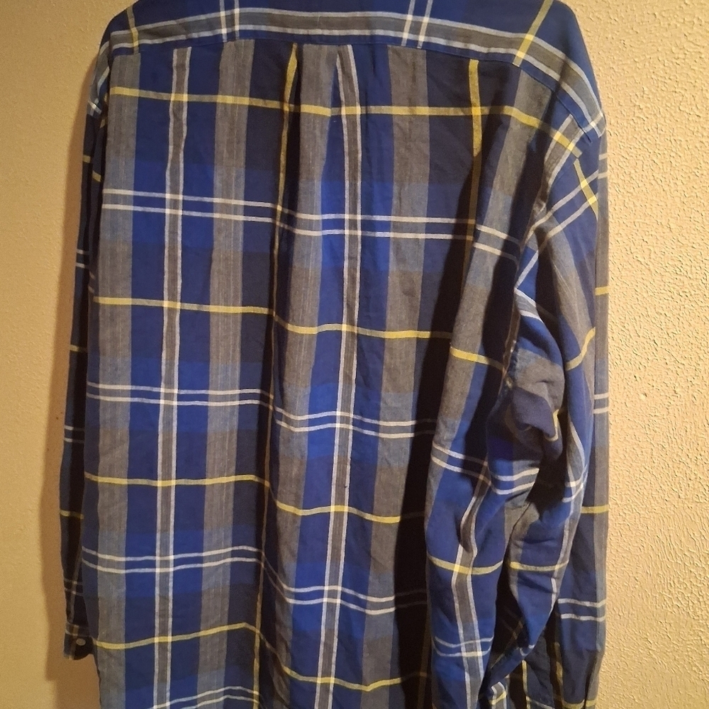 Vintage RALPH LAUREN Blaire 100% Cotton BUTTON DWN Blue Yellow L - Picture 5 of 7